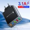 48W Multi-Port USB-Ladegerät Quick Charge 3.0 Adapter Schnelllade-Wandladegerät für iPhone 17 Xiaomi Huawei Samsung Mobiltelefon
