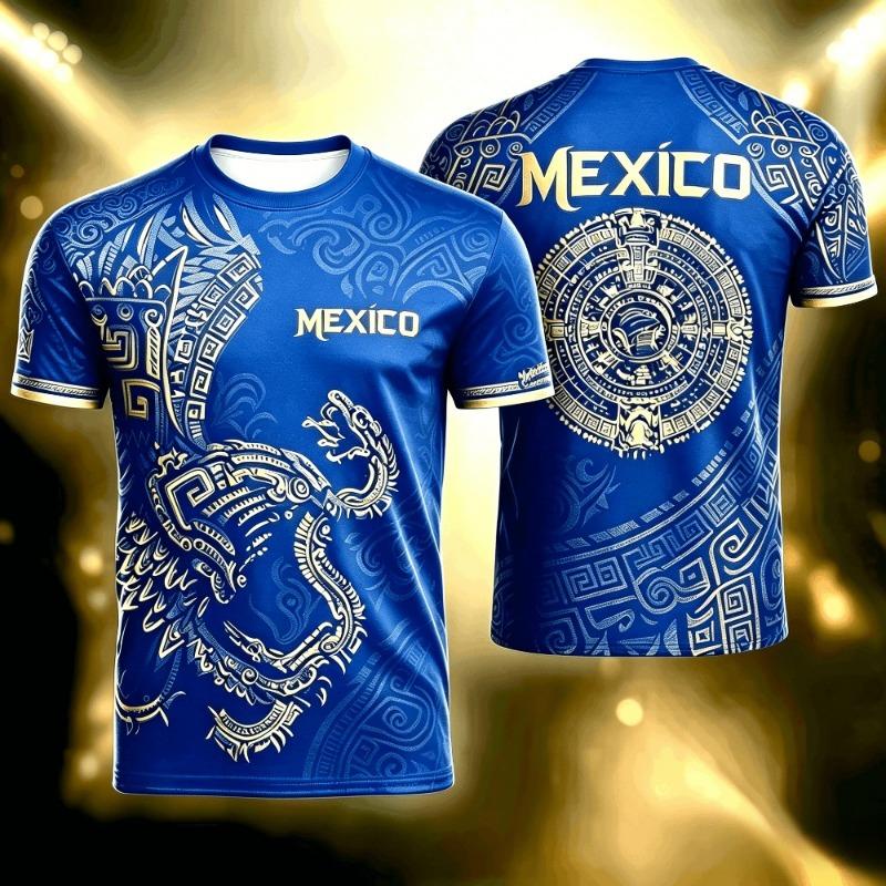 Summer Mexico Print T Shirt for Men Funny 3D Eagle Pattern Tees Football Sports Kids Fashion Print Casual Women Short Sleeve