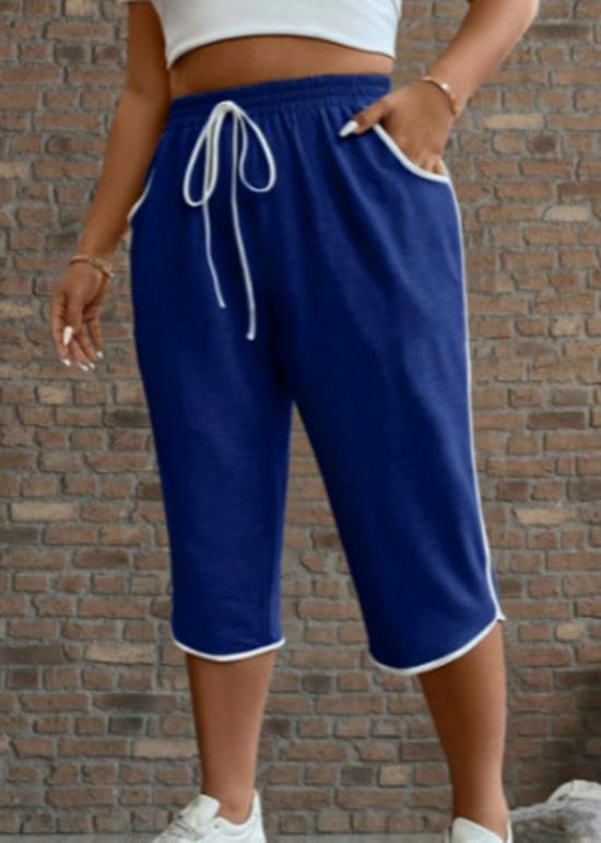 2025 Plus Size European & American Color Block Casual Capris - Summer Loose Fit