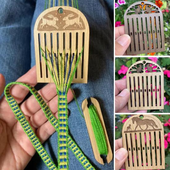 Rigid Heddle Backstrap Loom Kit Small Wooden Belt Weaving Tools Beginners Bracelets Bags Belts Camera Straps Bandweaving Shuttle Kit