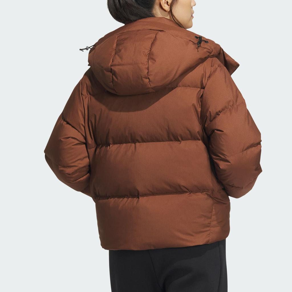 Adidas Essential Solid Color Sport Casual Down Jacket With Removable Hood Women Outerwear Brown IW0773