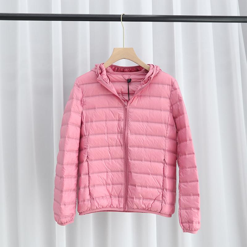 Winter New Light Down Jacket Women's Short Plastic Stand-Up Collar Hooded Lightweight Thin White Duck Down Jacket