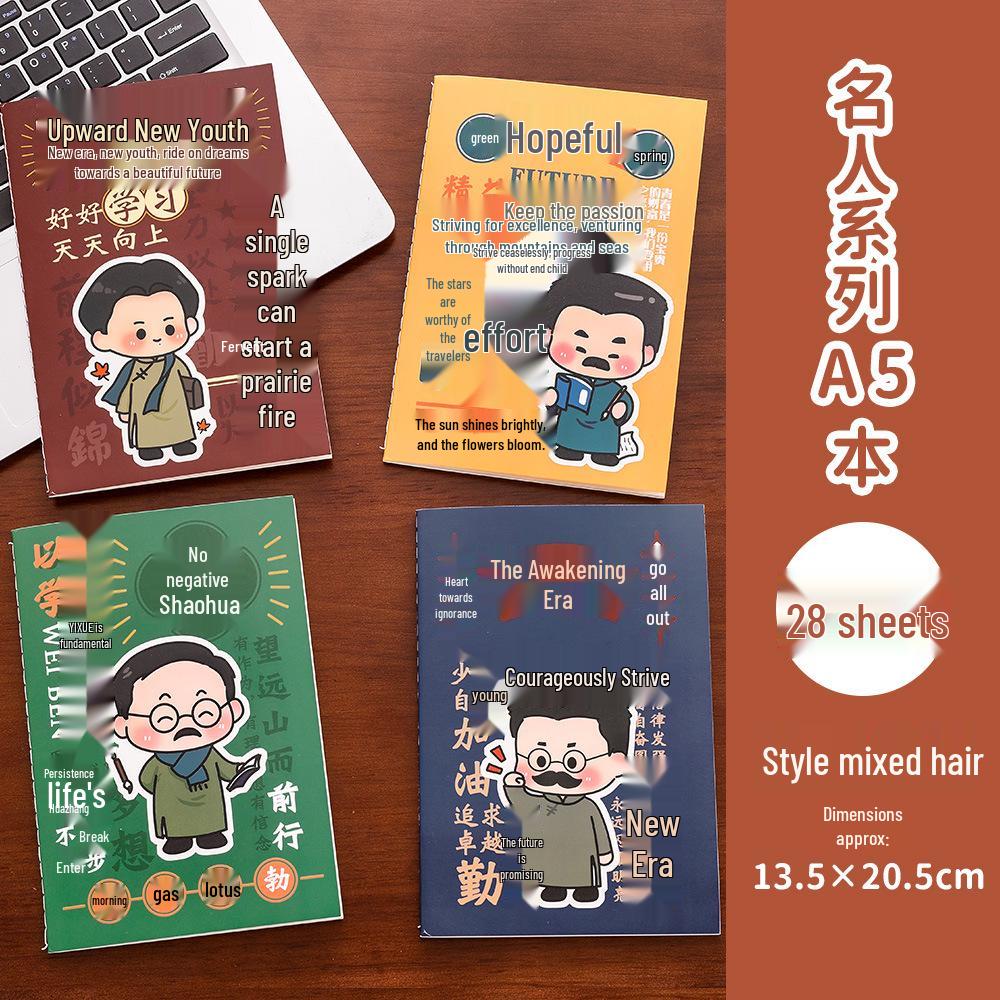 Inspirational A5 Stitched Student Notebook - Creative Cartoon Diary Gift A5