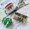 Glitter Santa Claus Shark Clip Snowhouse Cartoon Hair Grab Clip Christmas Tree Hair Claw  Girl