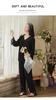 Retro Court Style Women's Nylon Mesh Home Wear Set (Long Sleeve Top and Pants)