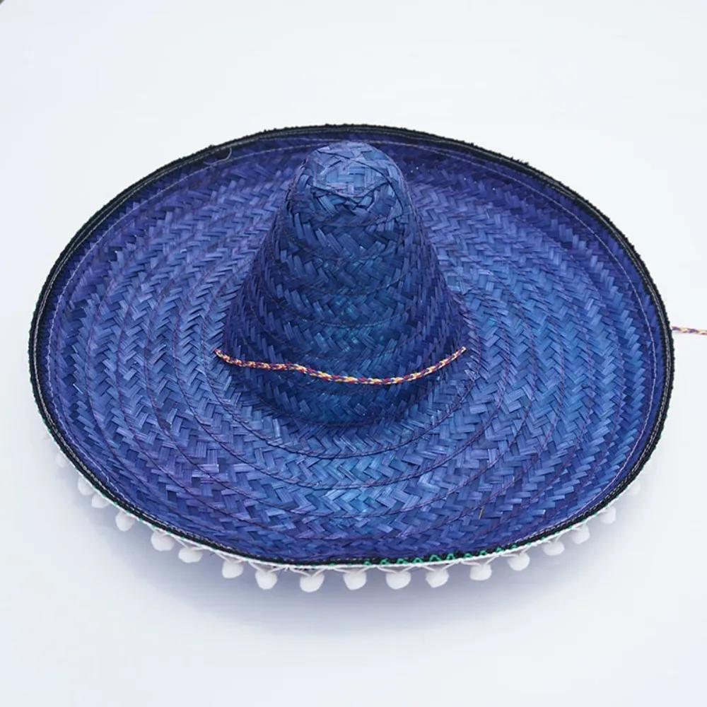 Summer Colorful Wide Brim Mexican Party Hat Halloween Party Straw Hats Decor Sombrero Beach Hat Men