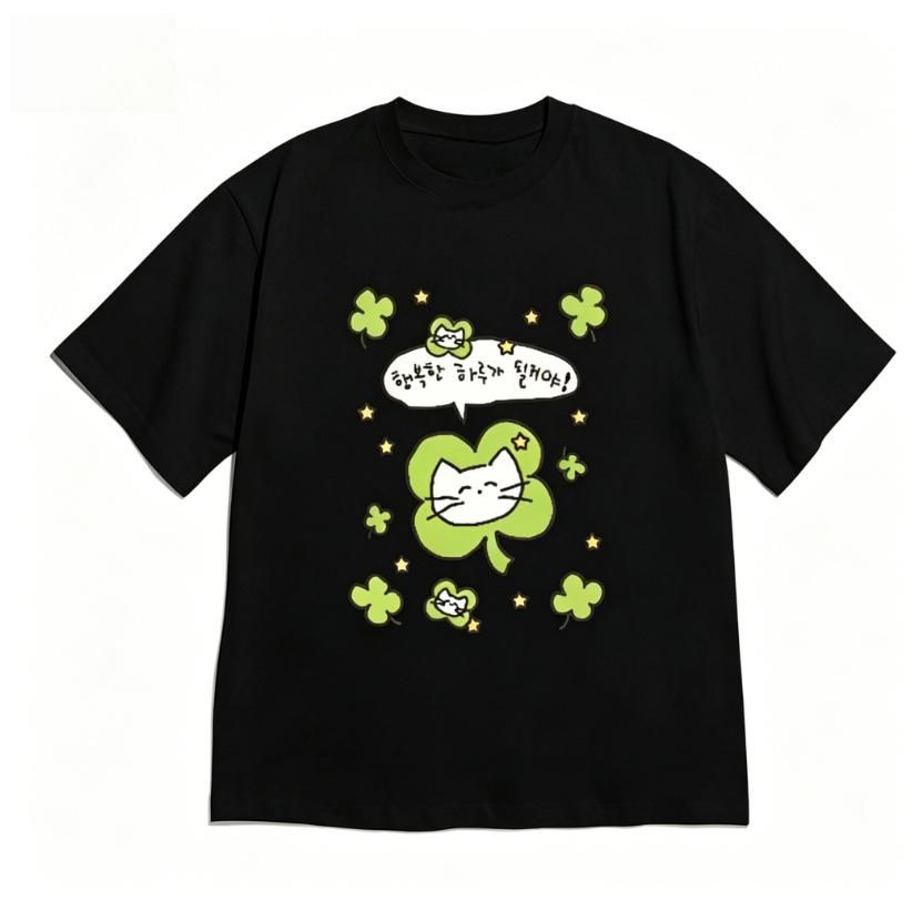 2026 New Fashion T-shirt Aesthetic Cute Cat Tomato Print Short Sleeve for Women Minimalist Kitten Crew Neck Tee Versatile