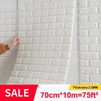 3D Self-Adhesive Wallpaper Continuous Waterproof Brick Wall Stickers Living Room Bedroom Children's Room Home Decoration