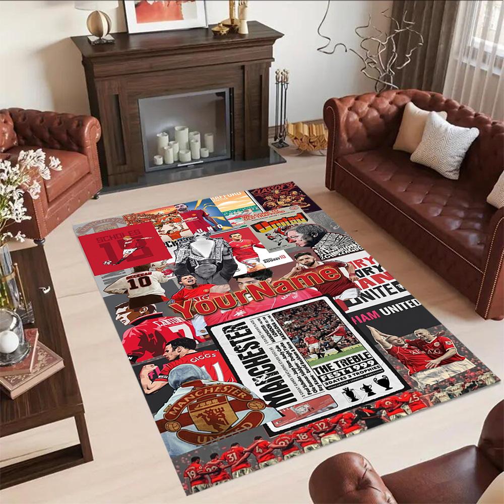 Manchester Personalized Text Carpet Perfect for Outdoor Foyer Game Room Hallway Antislip Carpet Anime Office Decor Birthday/Christmas Gift