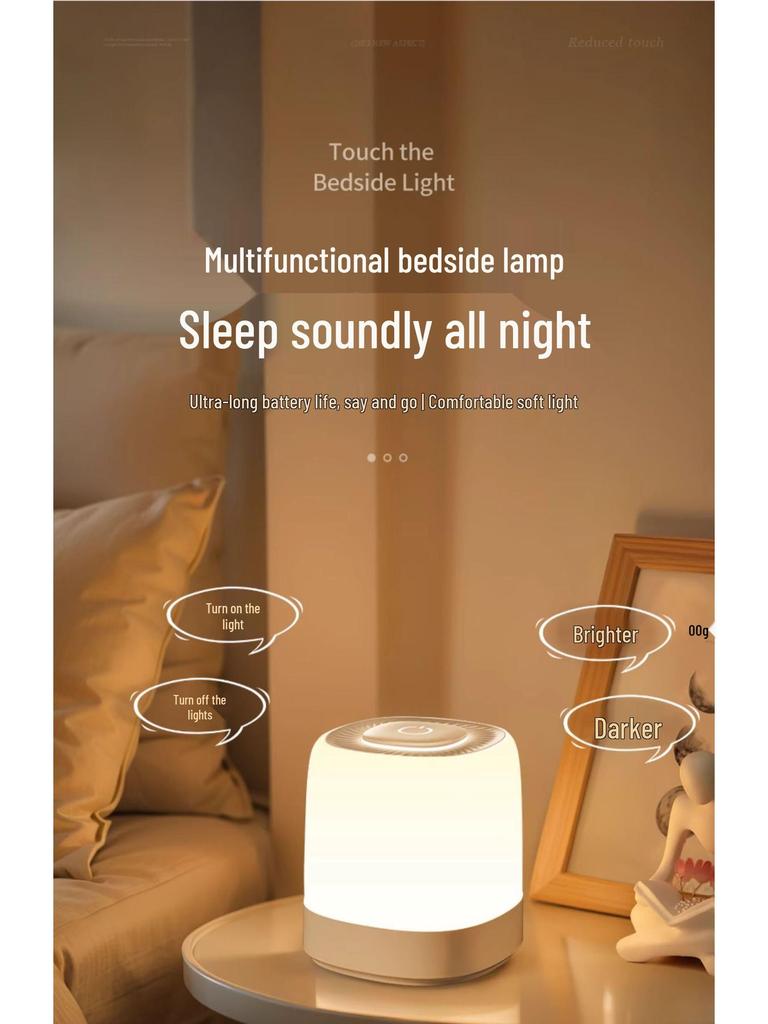 Rechargeable Night Light for Bedroom: Sleep-Friendly, Eye-Caring Bedside Lamp for Postpartum Breastfeeding and Children's Rooms