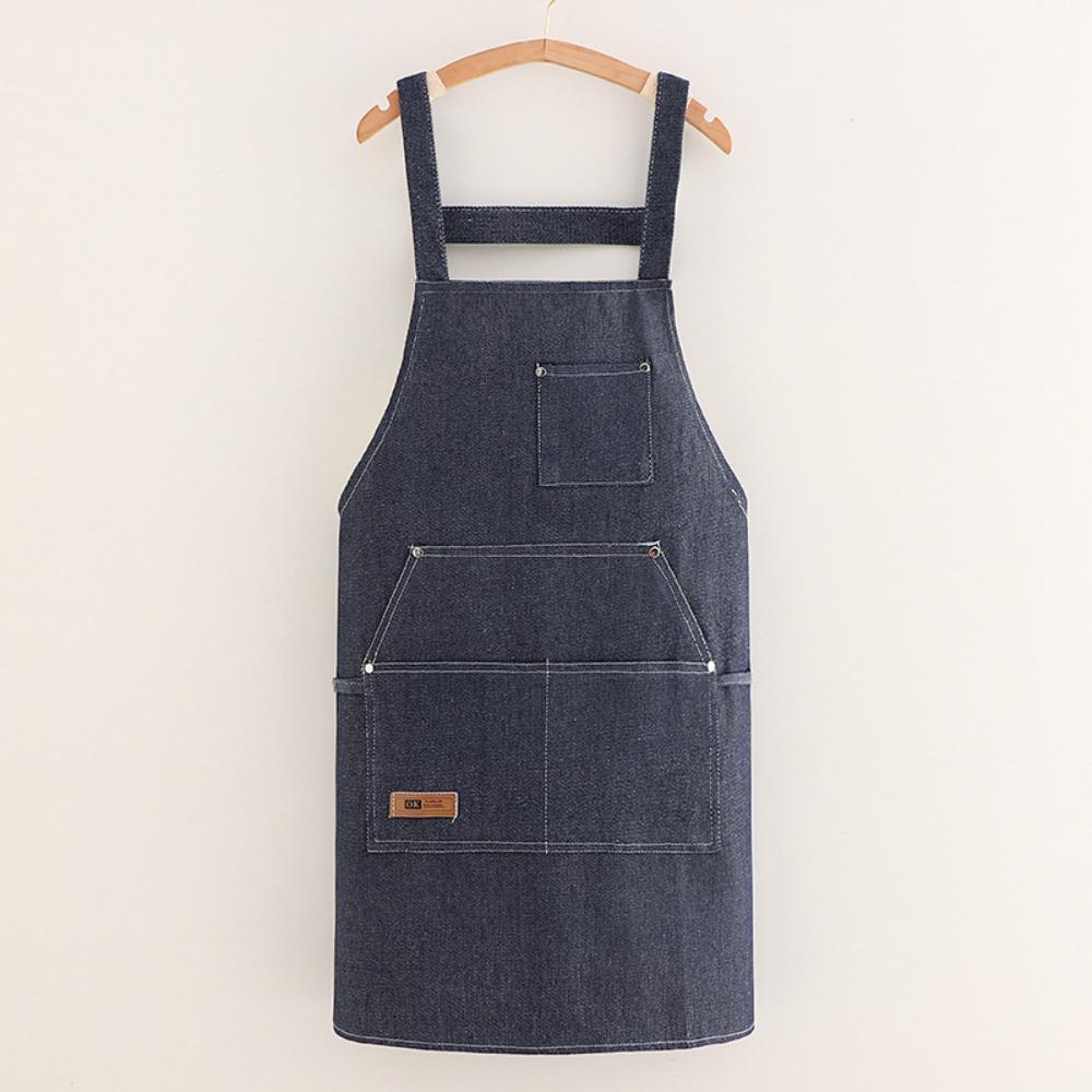 New Thicken Kitchen Aprons Multi-pocket Antifouling Chef Work Apron Canvas Breathable Barista Apron Kitchen