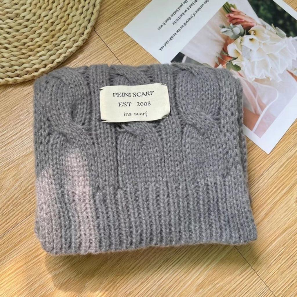Winter Korean Style Knitted Breast Scarf for Women High End Twist Scarf for Couples Thickened Warm and Versatile