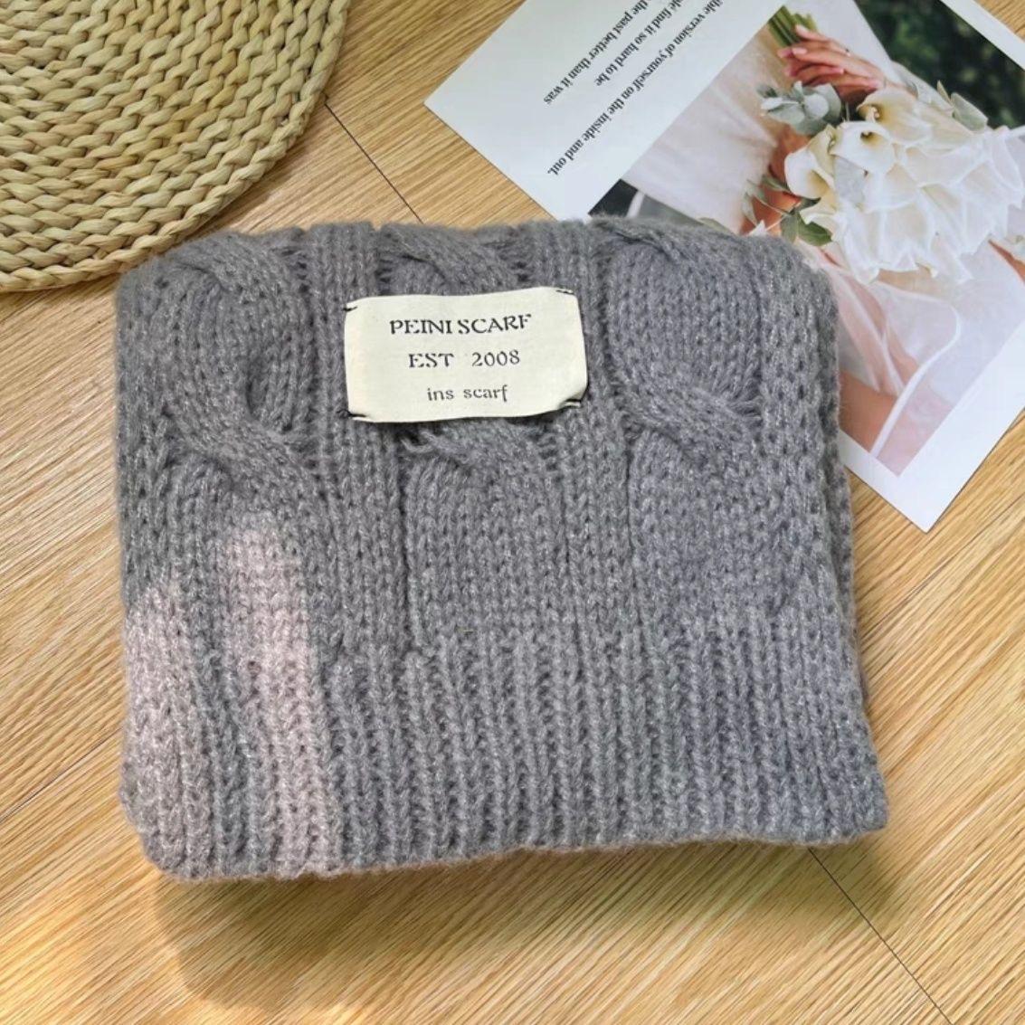 

Winter Korean Style Knitted Breast Scarf for Women High End Twist Scarf for Couples Thickened Warm and Versatile