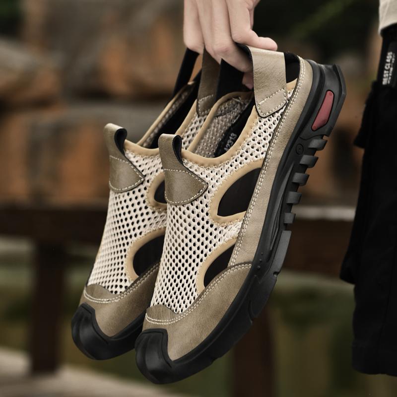 Fashion Summer Hollow Out Breathable Waterproof Hiking Shoes Men's Mesh Outdoor Anti-slip Wearable Sneakers Shoes Sport Quick-dry Shoes