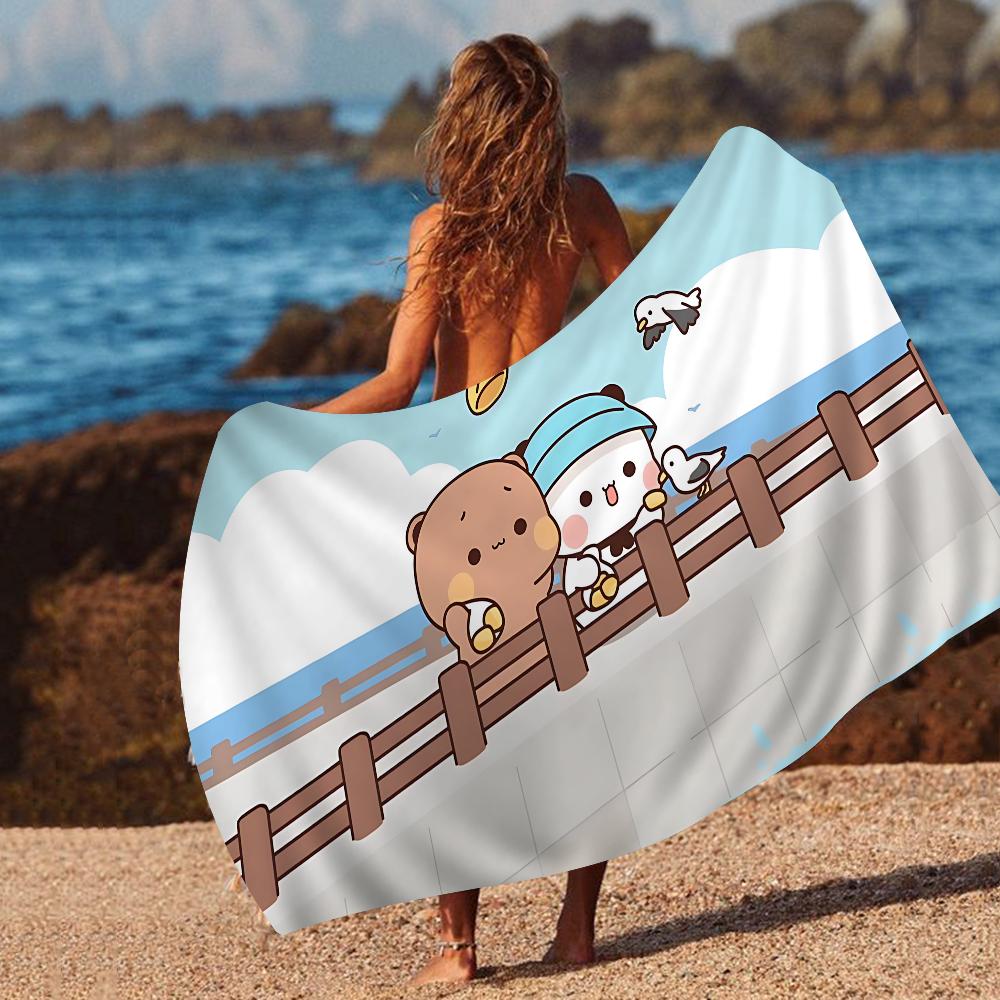 1pc Bubu And Dudu Beach Towel Cartoon Cute Summer Kids Large Bath Pool Beach Towel Microfiber Absorbent For Swimming Travel