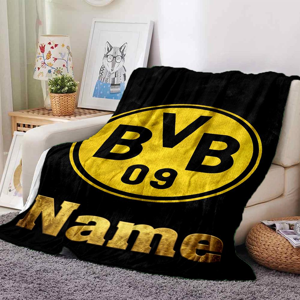 Custom Name Borussia Dortmund Theme Printed Blanket Perfect For Couch Bed Travel Outdoor Use Machine Washable Cozy Durable