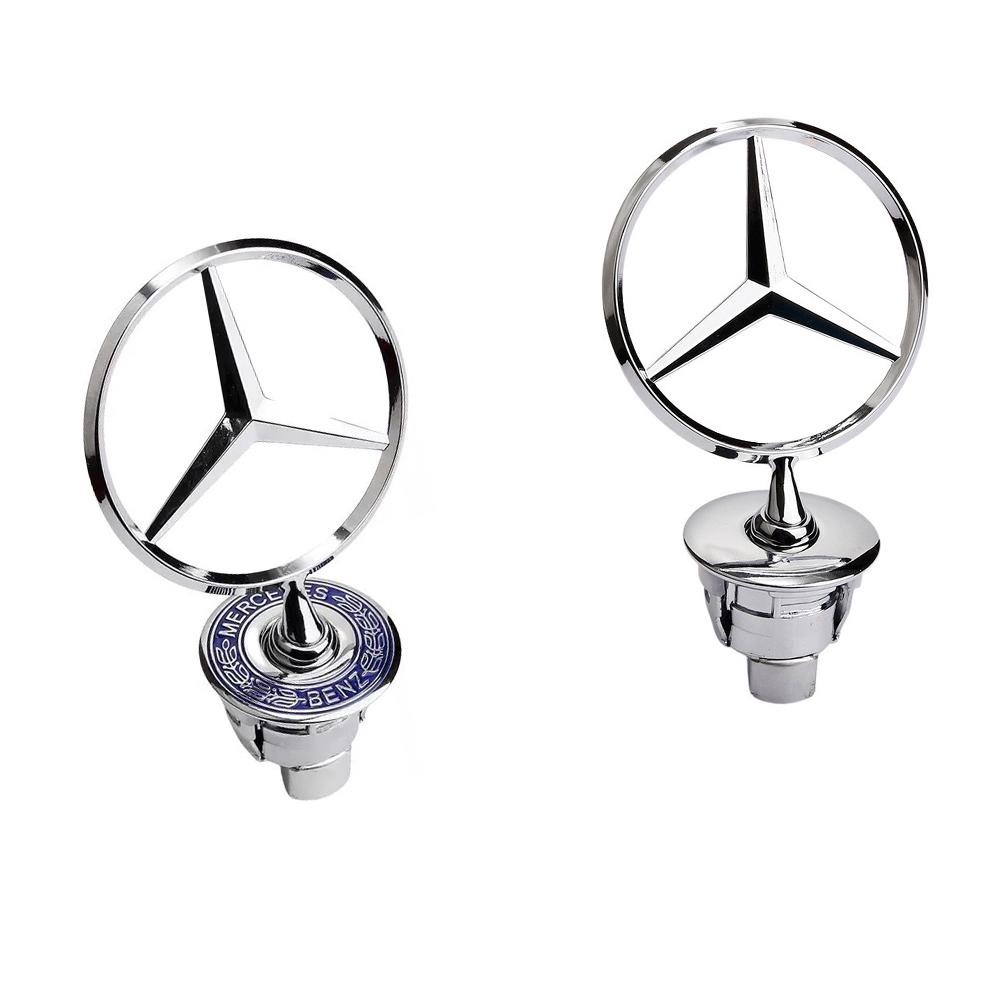 1 vnt. 44 mm 3D metalinis mėlynas chromuotas žvaigždės variklio dangčio logotipas ženklelis Mercedes Benz W202 W203 W204 W208 W210 W220 W221