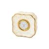 Table Clock, Height: Approx. 8.5cm, Width: Approx. 8.5cm, Depth: 5cm, White Lace, 1 Piece, White Bone China, N-213L/Y93586