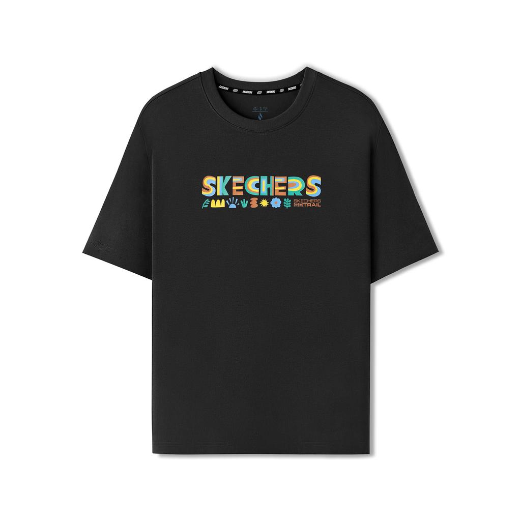Skechers Basic Versatile Soft Skin-Friendly Comfortable Sports Letter Pattern Cartoon Short Sleeve T-Shirt Unisex tops L225U197-06B6