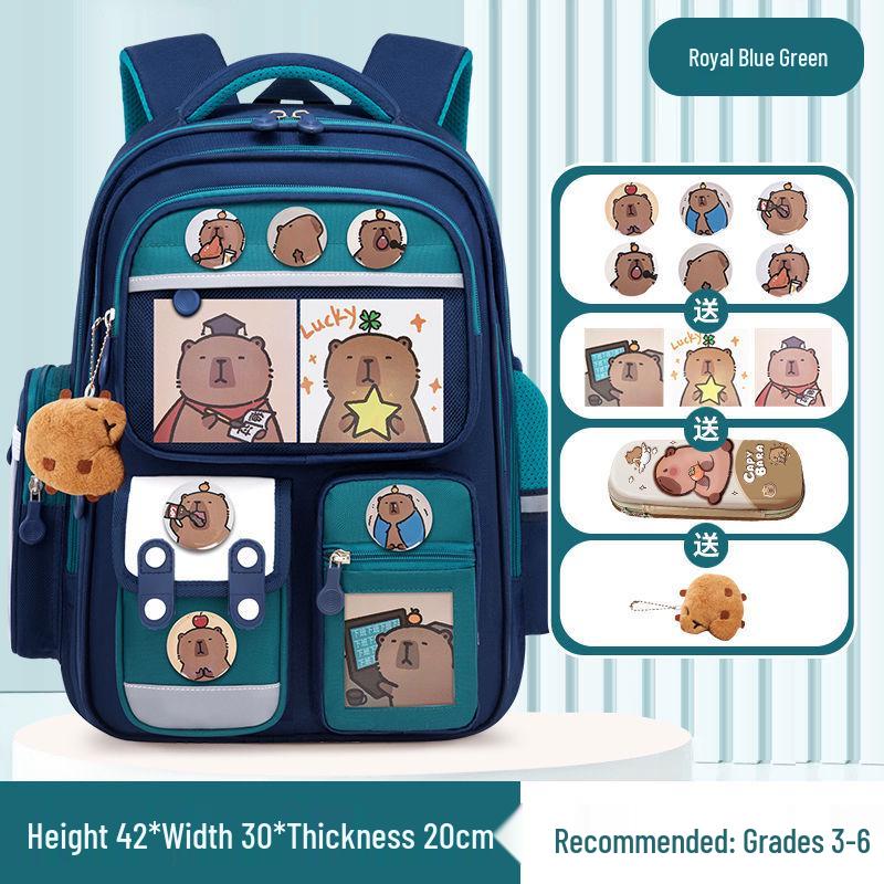 Kids' Lightweight Backpack with Spine Protection for Grades 1-6, Large Capacity, Ideal for Boys and Girls