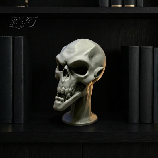 Dark Style Room Decor 3D Printed Skull Statue, Halloween Creepy Figurine, Gothic Table Scary Window Displays Centerpiece, Spooky Ornament for