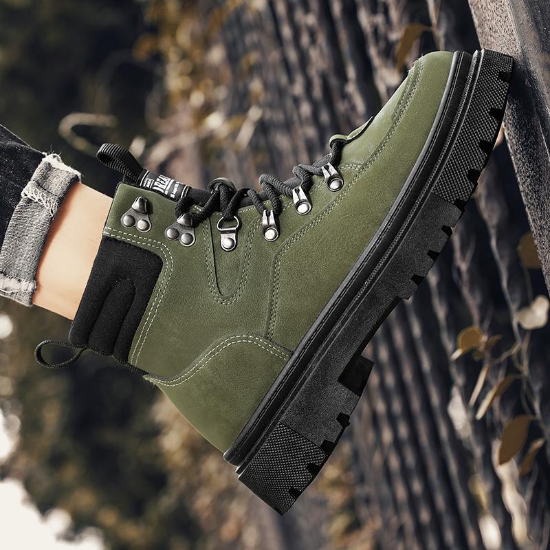 Nowe Męskie Klasyczne Jesienno-Zimowe Modne Wysokie Buty na Grubej Podeszwie do Skateboardingu Wygodne Miękkie Podeszwy Koszykarskie Sneakersy