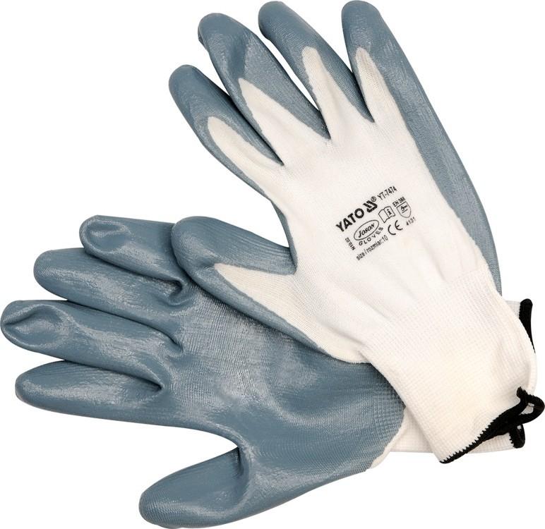 Oil-resistant Work Gloves, White, 10'' YT-7474 YATO