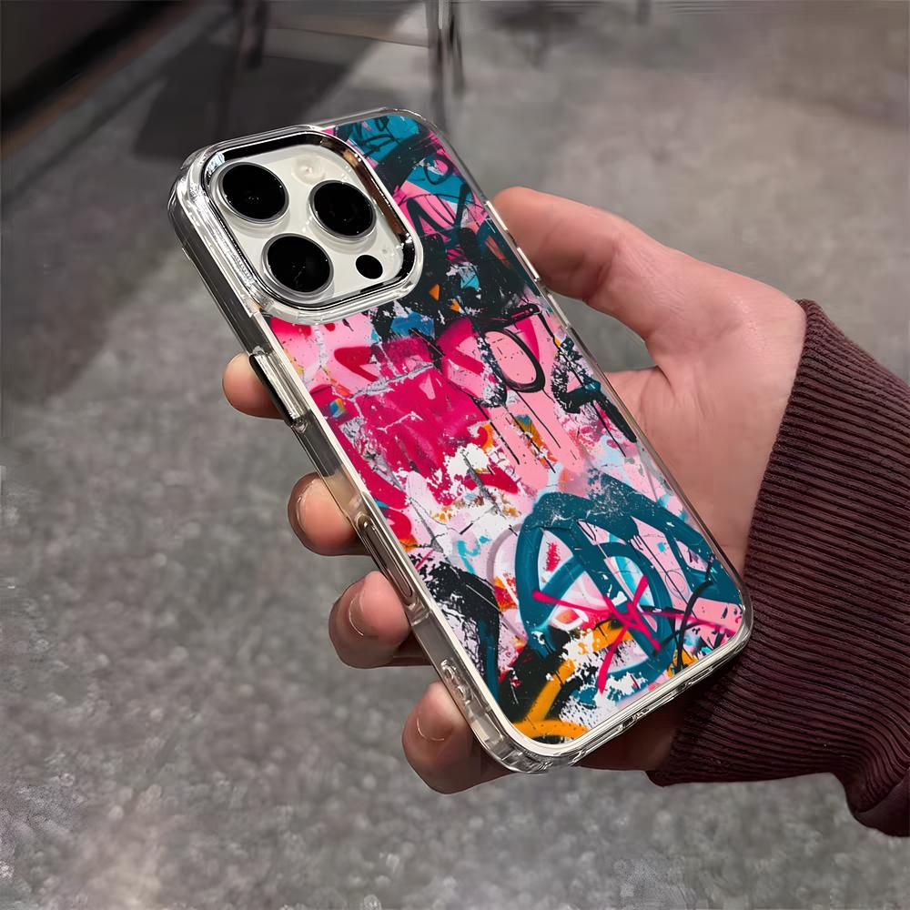 Graffiti Cool Art Phone Case For IPhone 17 Air 16 E 15 14 13 12 11 Plus Pro Max Electroplated Transparent Soft Shell