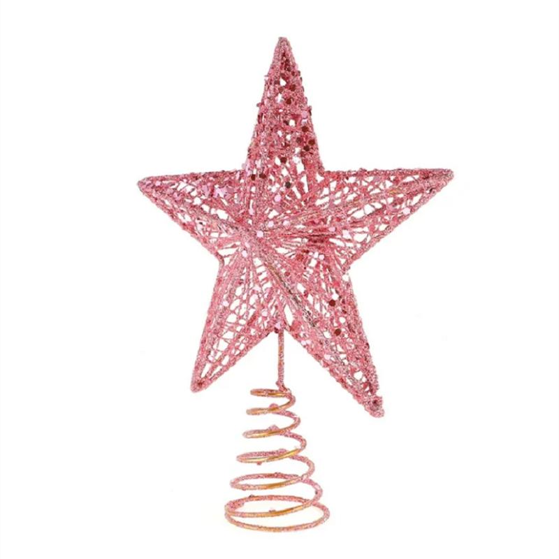 Christmas Pink Pentagon Top Star Tree Topper Exquisite Star Xmas Tree Small Christmas Star Topper Christmas Decorations розовый