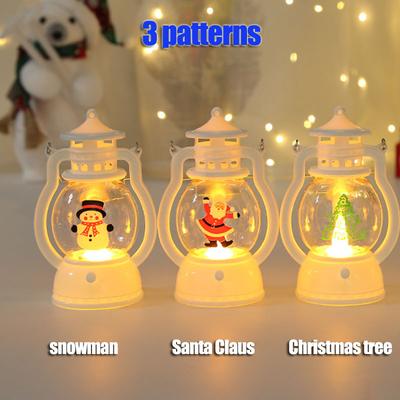 LED Santa Claus Snowman Lamp Portable Small Oil Lamp Powered By Battery Suitable for Home Christmas and New Year Decorations