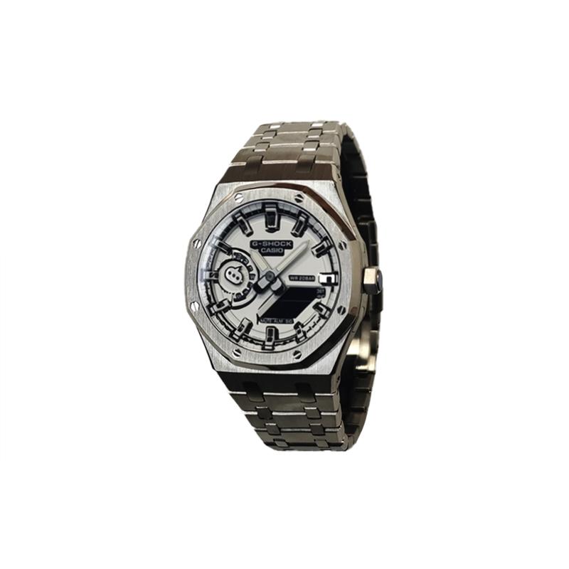 CASIO Customized watch modified series Farm Oak hidden button comic dial waterproof and thin GA-2100MNG-7A(Watch3-GaiZhuang-BaiManHuaYiTi)