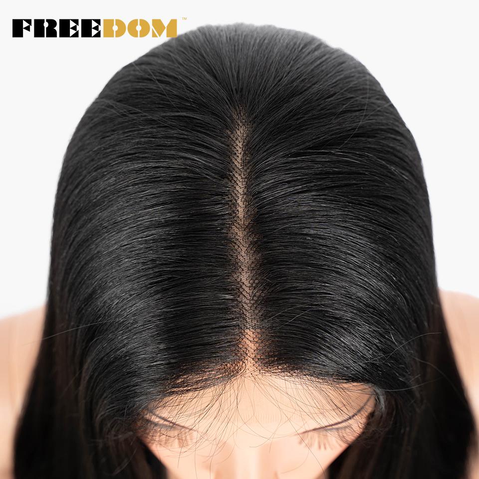 FREEDOM Synthetic Lace Front Wigs For Women Ombre Brown Blonde Wig Straight Lace Wig 28 Inch Heat Resistant Fantasy Cosplay Wigs