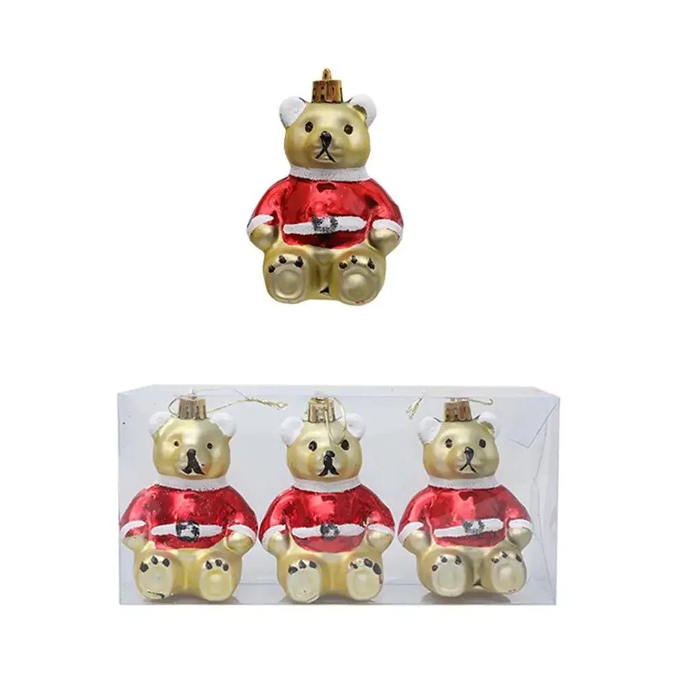 3/4 Stück Mehrfarbige Weihnachts-Hängedekoration Kunststoff Cartoon Bär Hund Weihnachtsbaumschmuck Schaufenster Weihnachtsmann Engel