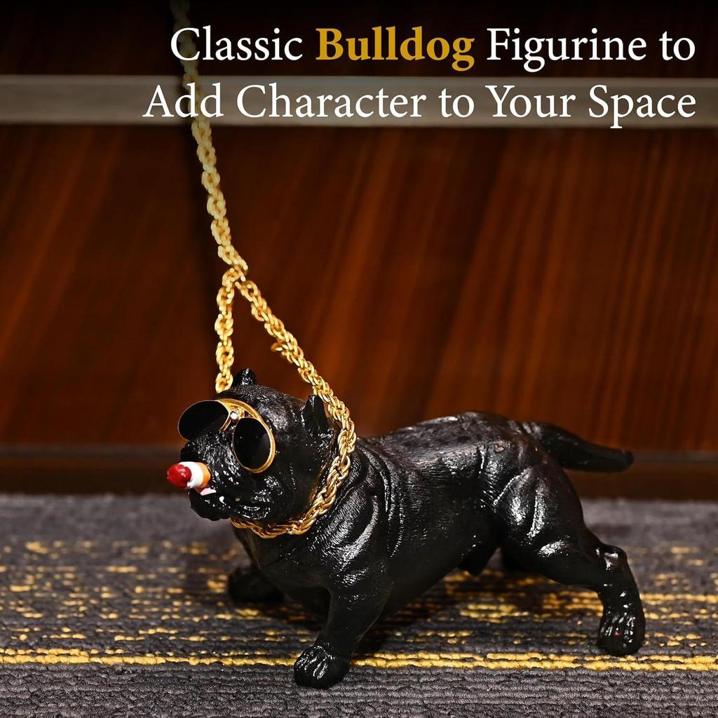 Itens de Decoração para Painel de Carro – Estatueta Decorativa de Bulldog Agressivo para Decoração de Casa e Carro