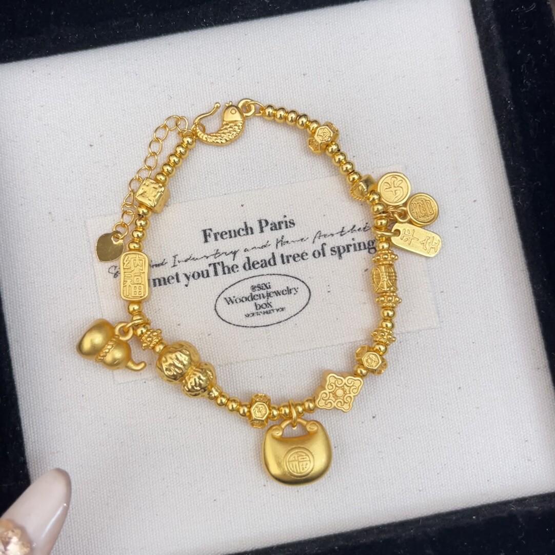 

Shajin Simulated Gold Gourd Bracelet - Women s Luxury, Light, and Non-Fading.