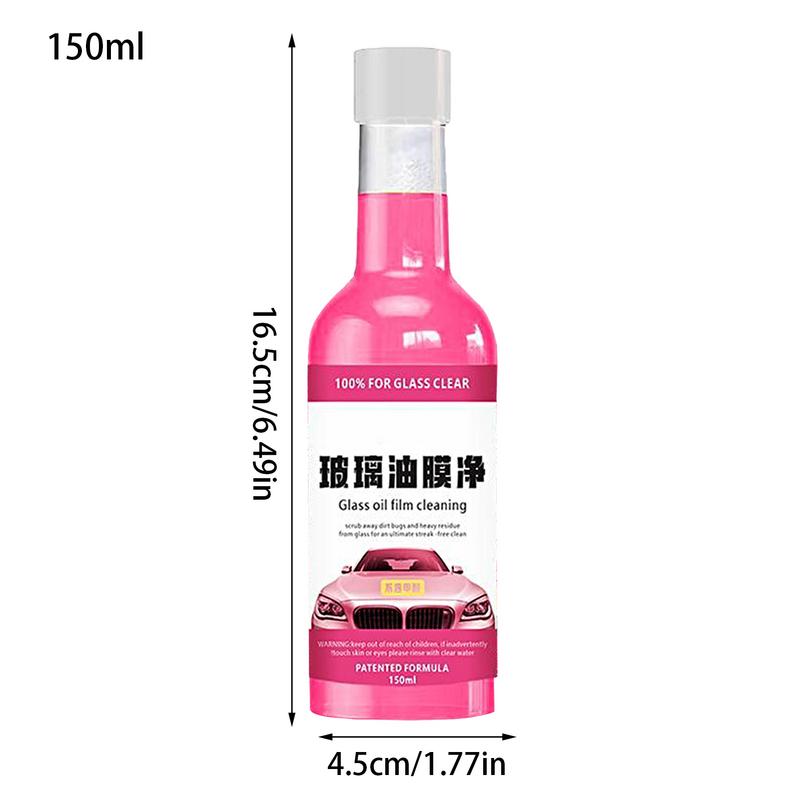 Glass Oil Film Remover 150ml Pink Agent Car Glass Oil Film Cleaner Anti-Fog Oil Film Cleaning Solution Improves Visibility For