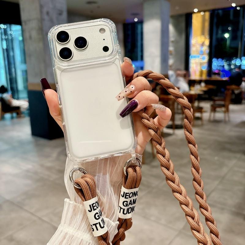 

Luxury Lanyard Case For iPhone 17 Pro Max 17Air 16 15 14 Plus 13 Mini 12 11 16E Shockproof Acrylic Clear Crossbody Strap Cover for iPhone 17