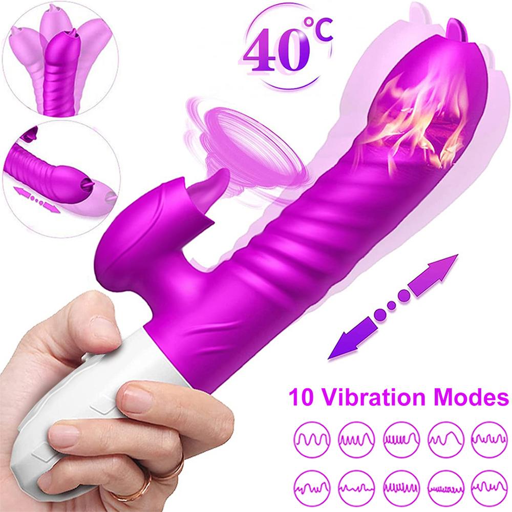 Vibrator For Women 2 In 1 Licking Machine Clitoris Stimulator G-spot Powerful Vibro Dildo Wand Female Clit Sucker Adult Sex Toys