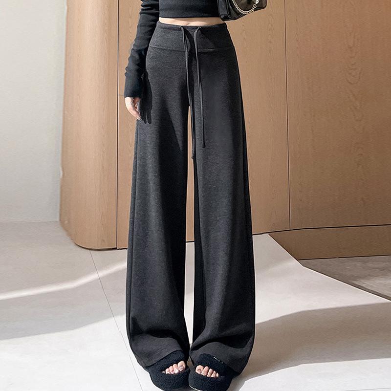 

Maternity Wide-Leg Knit Pants: Spring/Summer 2026, Lightweight, Belly Support, Casual. XL темно-сірий