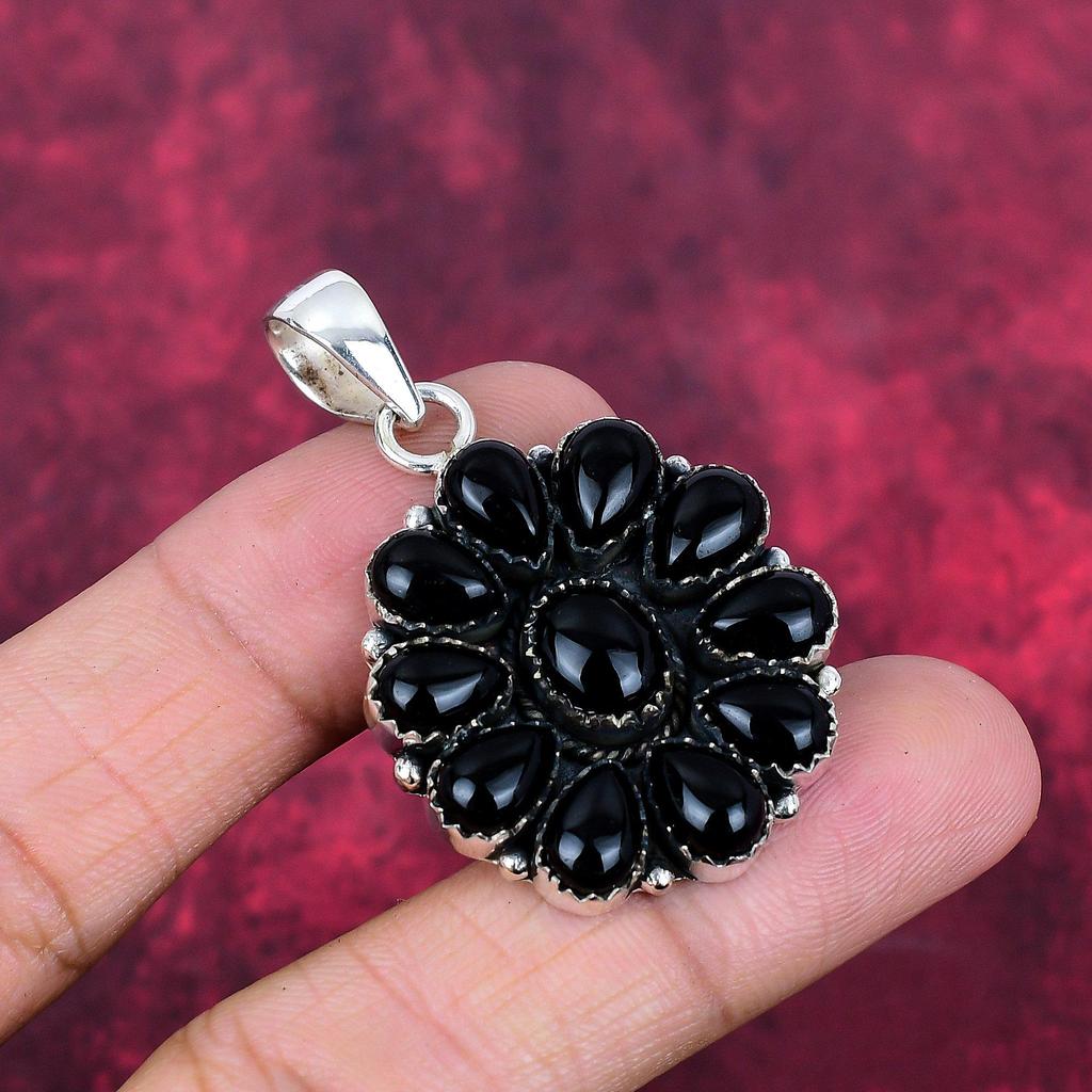 Biżuteria z czarnego onyksu, 925 solidny wisiorek ze srebra próby 925, ręcznie robiona biżuteria z kamieni szlachetnych, prezenty dla żony, zupełnie nowy wisiorek