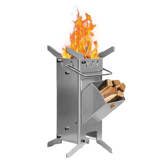 Aragaz Rachetă de Camping cu Ardere Lemn Outdoor Backpacking Urgență Supraviețuire Drumeție Călătorie Picnic BBQ Oțel Inoxidabil Portabil Aragaz Ardere Lemn