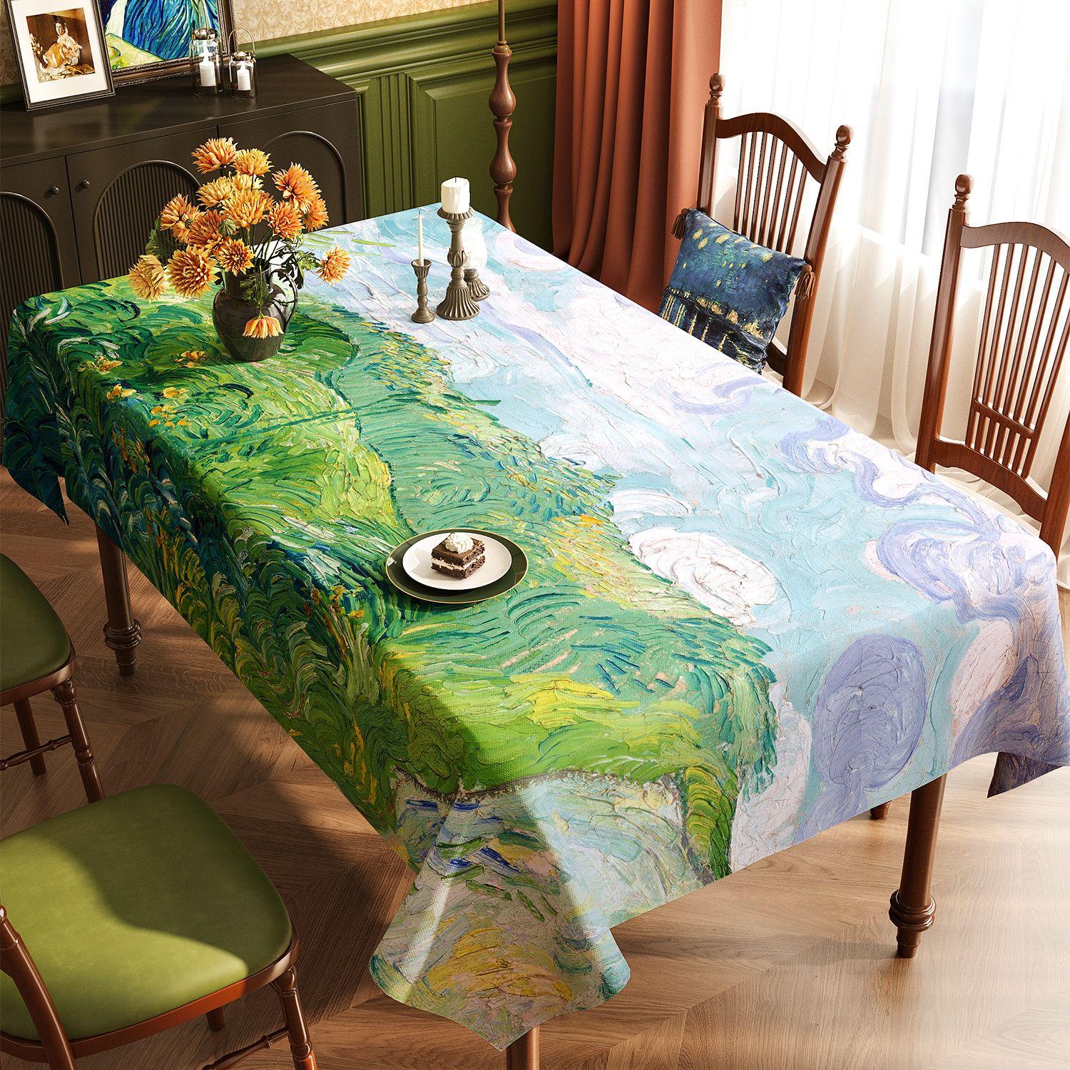 

Van Gogh-Style Oil Painting Tablecloth: Waterproof, Grease-Resistant, No-Wash, Light Luxury, High-End Artistic Rectangular Dining Tablecloth 80*120cm
