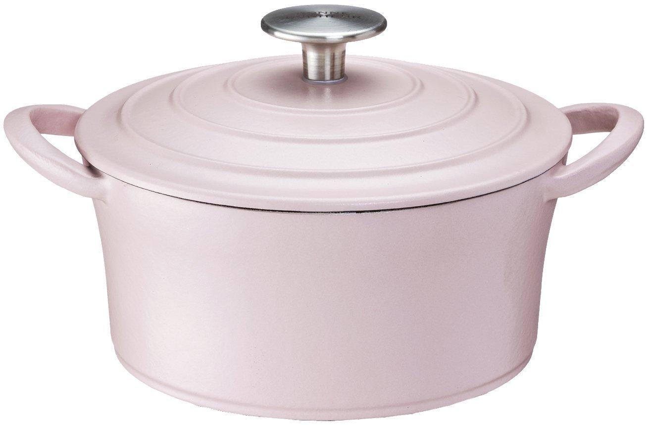 

Ishigaki Cast Iron Enamel Cocotte Excellent Heat Cooks with Less Water Pot, Pink, 18cm, Conduction, розовый