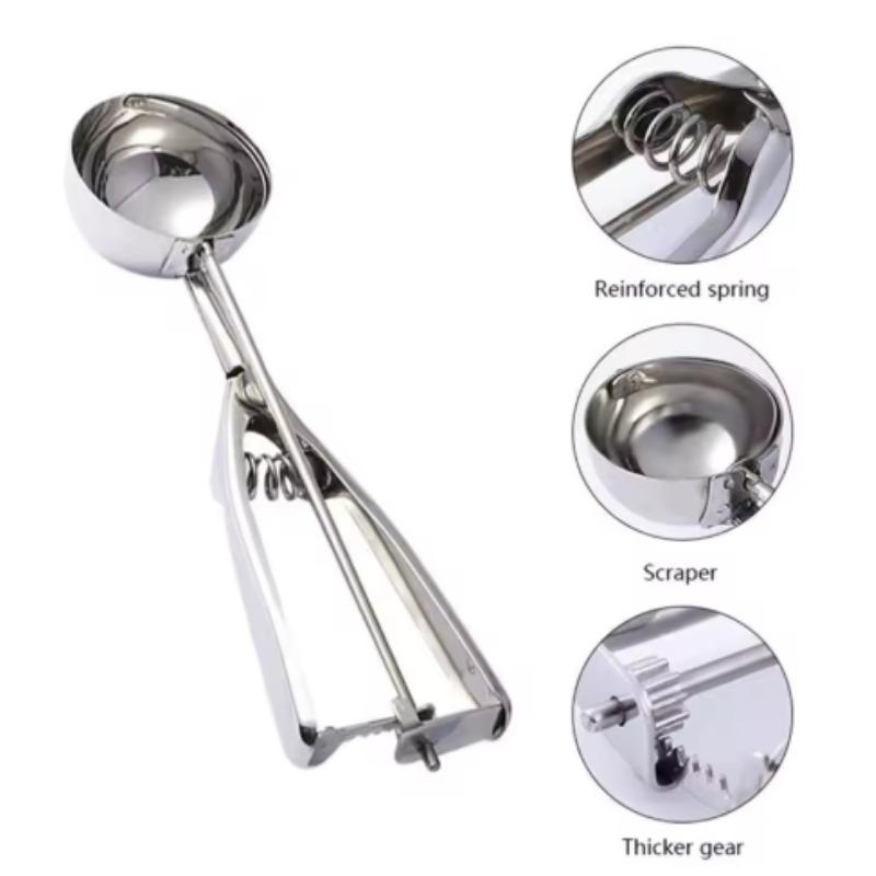 Three Stainless Steel Ice Cream Shovel Excavators, Mashed Potatoes, Türkiye Ice Cream, Fruits, Easy Demoulding Accessories