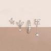 4PCS Zircon Star Moon Flower Small Hoop Earrings Set For Women Stainless Steel Huggies Pendant Piercing Earrings Jewelry Aretes