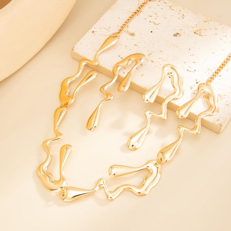 Retro Irregular Necklace Earrings Jewelry Set Fashion Personality Lava Style Necklace