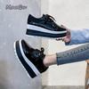 Fashion Luxury Women Sneakers Platform Shoes for Women Fashion Lace-Up Casual Shoes Comfortable Chunky Women High Heel Pumps PU Leather