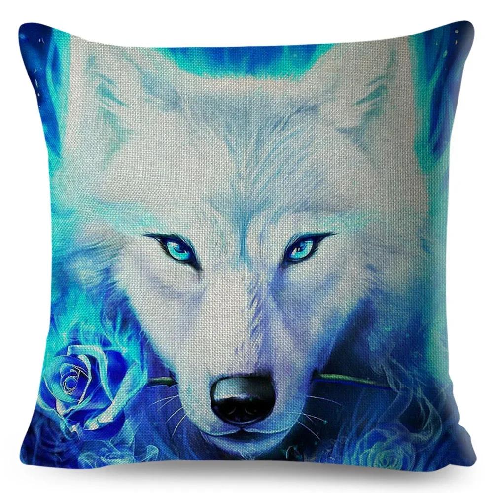 Mythology Lion Wolf Horse Pillow Case Decor Cartoon Water Color Animal Cushion Cover Polyester Pillowcase for Sofa Car Home