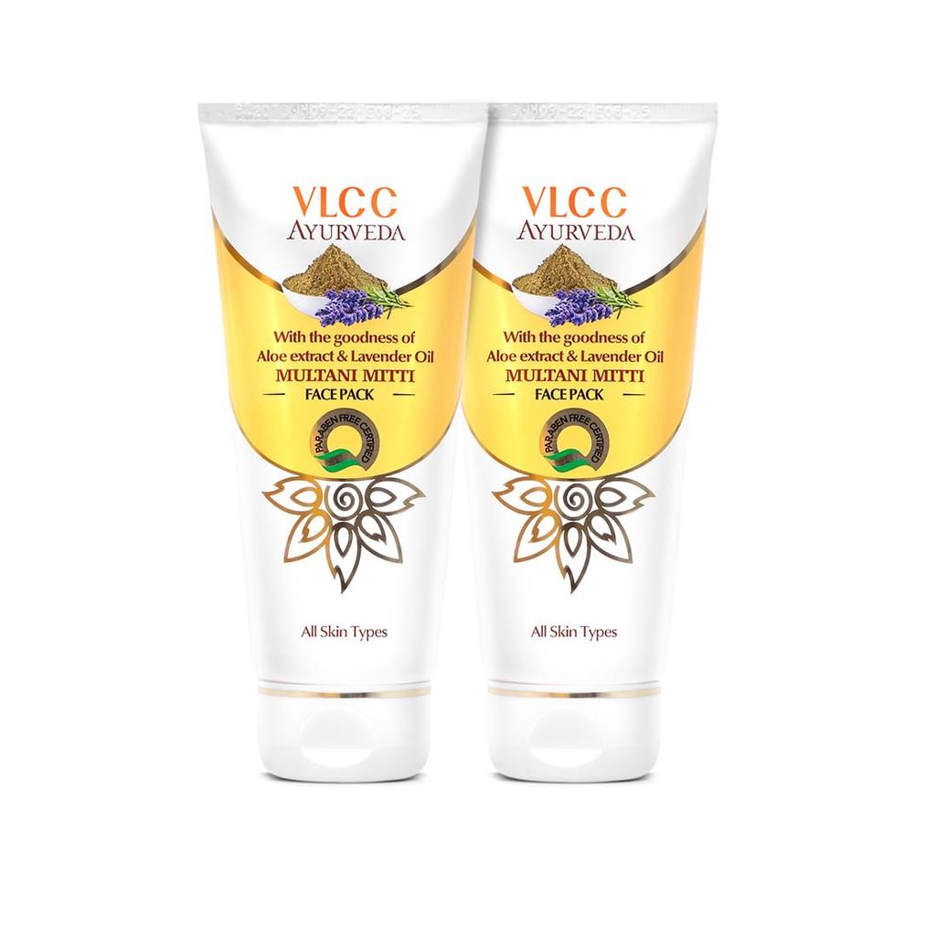 VLCC Ayurveda Multani Mitti Face Pack 100 G Pack Of 2 For Brightening Clay Mask And Calming Skin Hydration Care