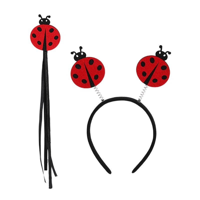 Lady Bugs Costume Accessories,Lady Bugs Costume Lady Bugs Glasses Lady Bugs Headband Fairys Wand for Halloween Dress up Cosplay